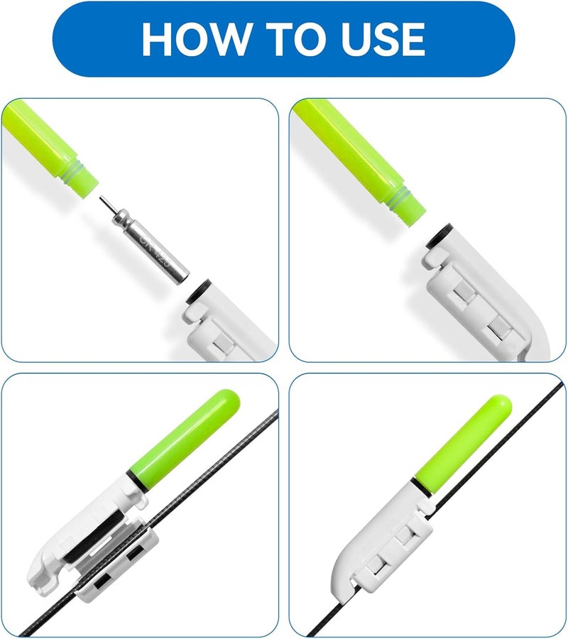 DunkTeam 6PCS Night Fishing Rod Fish Strike Alert, Fishing Glow Sticks, LED Fishing Alarm, Fishing Bite Alarm Light with 8PCS CR425 Battery - Image 4